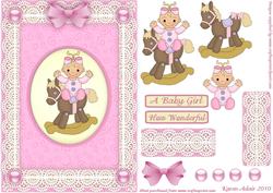 New Baby Girl 'n Lace 2 Step by Step Card Front