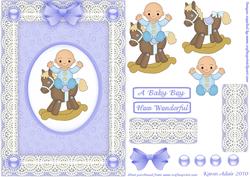 New Baby Boy 'n Lace Step by Step Card Front