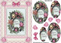 Horseshoe, Flowers 'n Lace Pyramid Card Front