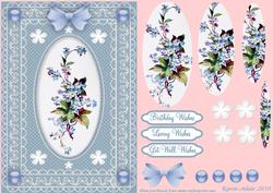 Forget Me Nots 'n Butterfly Lace Pyramid Card Front