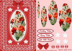 Carnations 'n Butterfly Lace Pyramid Card Front