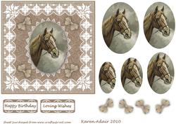 Horse Cameo 'n Lace Pyramid Square Card Front