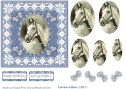 Horse Cameo 'n Lace Pyramid Square Card Front2