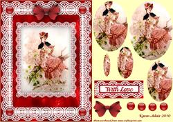 The Lady in Red 'n Lace Pyramid Card Front