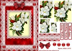 Camelias 'n Lace in Red Pyramid Card Front