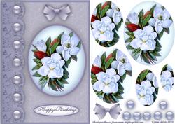 Camelia Cameo in Blue A5 Pyramid Card Front