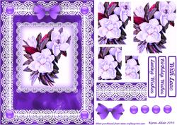 Camelias 'n Lace in Purple Pyramid Card Front