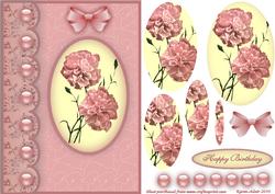 Carnations Cameo in Pink A5 Pyramid Card Front
