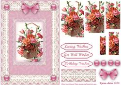 Floral Basket 'n Lace A5 Spiral Pyramid Card Front