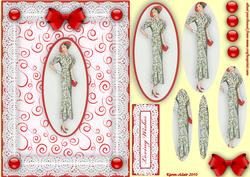 Elegant Lady in Red 'n Lace A5 Pyramid Card Front
