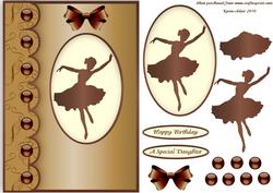 Ballerina Silhouette in Bronze A5 Step by Step Card Front