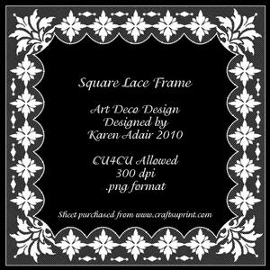 Art Deco Square Lace Frame Digital Embellishment