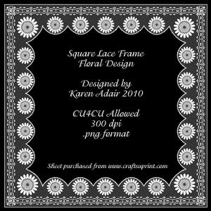 Floral Square Lace Frame Digital Embellishment