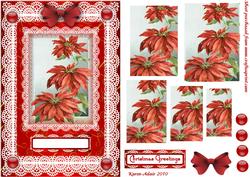 Christmas Poinsettia 'n Lace A5 Pyramid Card Front