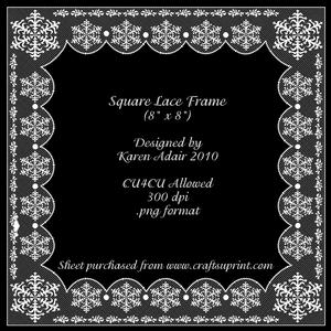 Snowflakes Square Lace Frame Digital Embellishment