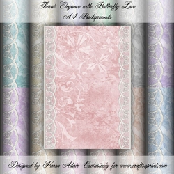 Floral Elegance with Butterfly Lace Background Paper Pack