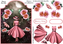 Moon Flowers- Screen Shaped Card Front with Step by Step