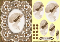 Vintage Lady Cameo 'n Lace A5 Pyramid Card Front