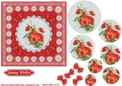 Poppies 'n Lace Needlepoint Pyramid Card Front