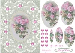 Pink Roses 'n Lace Needlepoint Pyramid Card Front