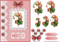 Tropical Flowers 'n Lace 2 Pyramid Card Front