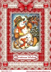 The Happy Snowman 'n Lace A4 Card Front