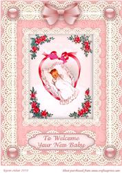 To Welcome Your New Baby Girl 'n Lace A4 Card Front