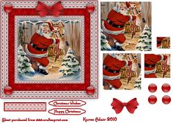Santa 'n Friends Square Lace Framed Pyramid Card Front