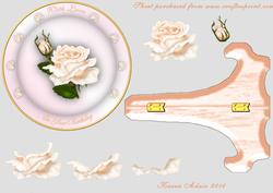 Peach Rose Plate Card & Stand with Step by Step