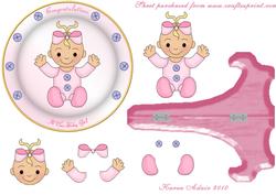 New Baby Girl Plate Card & Stand Step by Step