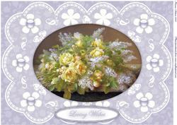 Yellow Roses, Lilac 'n Lace A4 Card Front