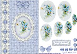 Forget Me Nots 'n Lace Edged Pyramid Card Front