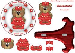 Ruby the Ballerina Bear Plate Card & Stand with Step by Ste