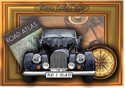 Fathers Day Vintage Car 3D - A4 Card Front