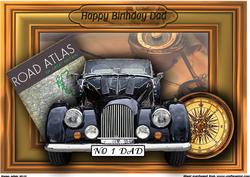 Happy Birthday Dad Vintage Car 3D - A4 Card Front