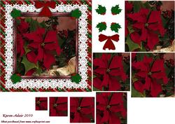Christmas Poinsettia 'n Lace Square Pyramid Card Front