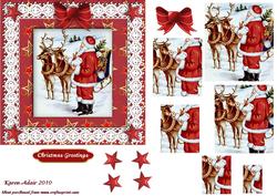 Vintage Christmas Santa 'n Lace Square Pyramid Card Front