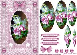 Roses, Lilac 'n Butterfly Lace Pyramid Card Front