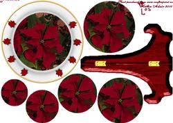Christmas Poinsettia Pyramid Plate Card & Stand