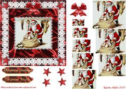 Santa Nostalgia 'n Lace Square Pyramid Card