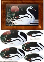 Oriental Swans Pyramid Card Front