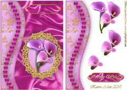 Lillies, Satin 'n Gems A5 Step by Step Card Front