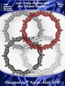 Lace Doily Frames with Star Shaped Aperture Digital Embellis
