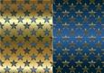 Christmas Flourish Stars in Blue and Gold Backgrounds