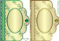 Swirls and Curls Scallop Edge Card Fronts - Green and Gold