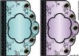 Scallop Swirls 'n Lace Card Fronts - Turquoise and Lilac