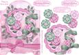 Christmas Floral Screen Card in Pink and Green