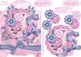 Christmas Floral Screen Card in Pink and Blue