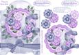 Christmas Floral Screen Card in Blue and Purple