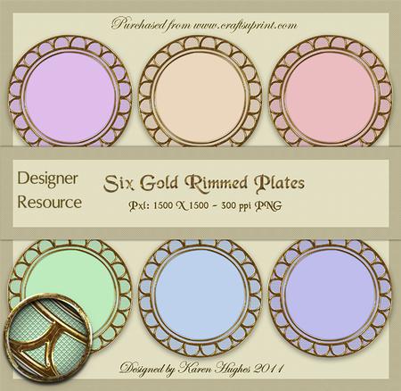 Decorative Plate Set in Six Pastel Colours